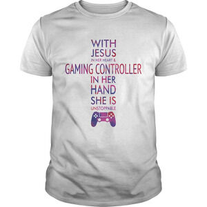 With Jesus In Her Heart And Gaming Controller In Her Hand She Is Shirt